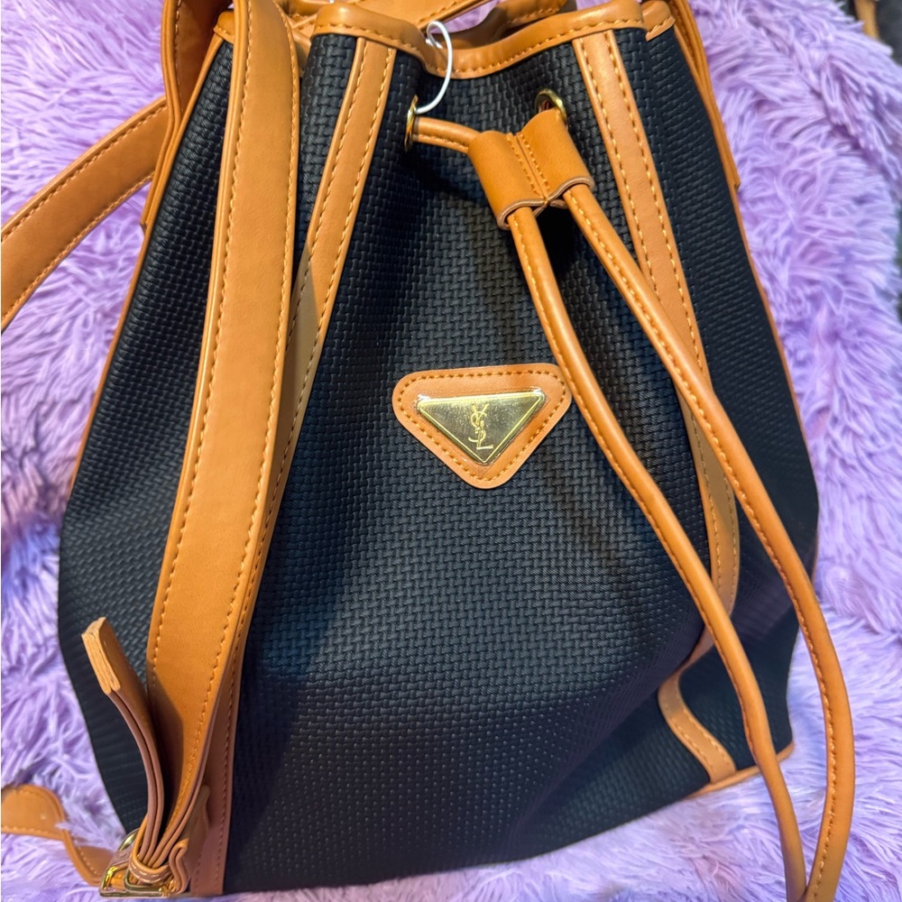 Stylish Black and Tan Bucket Bag